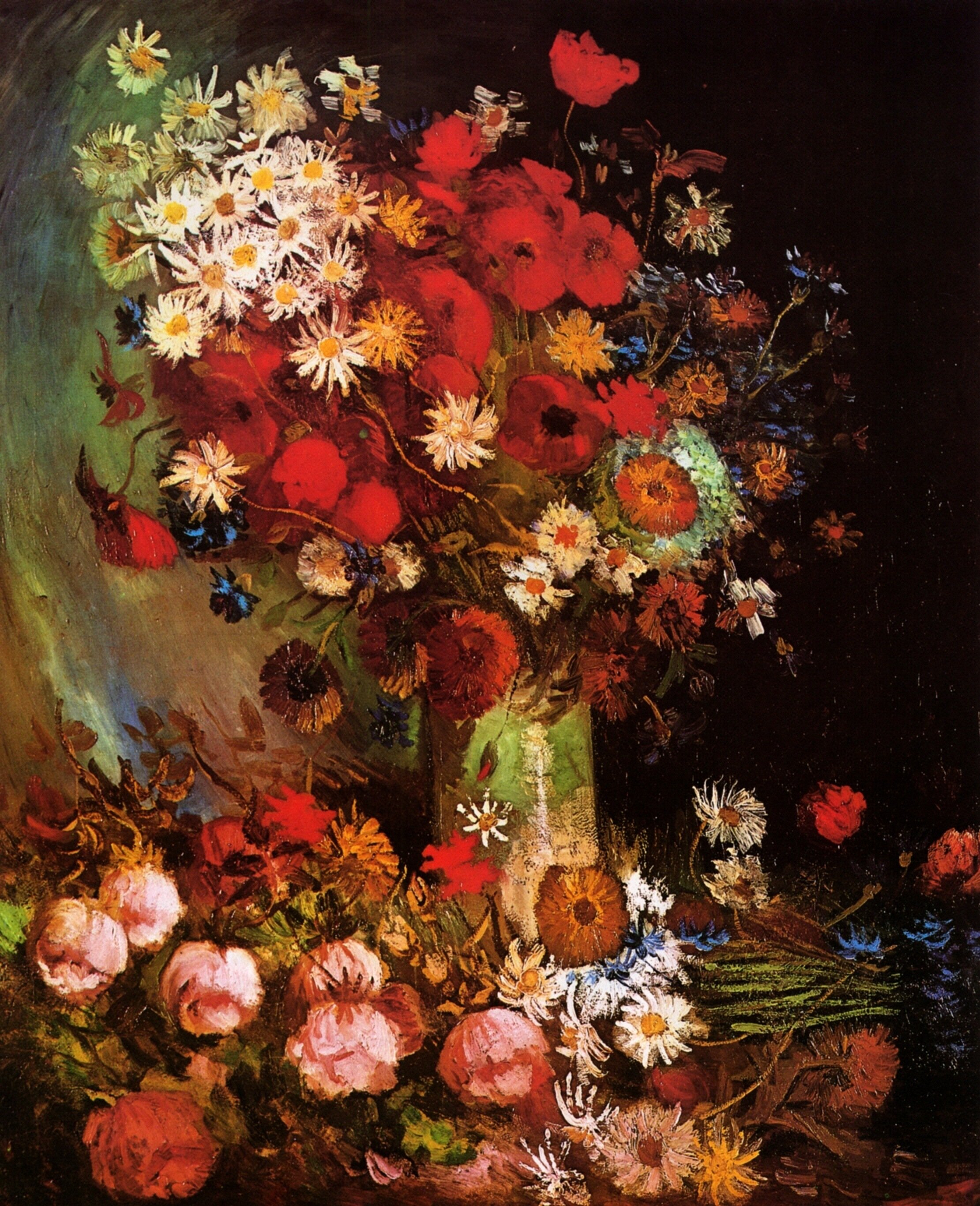  Ван Гог Париж Ваза с маками, васильками, пионами и хризантемой 