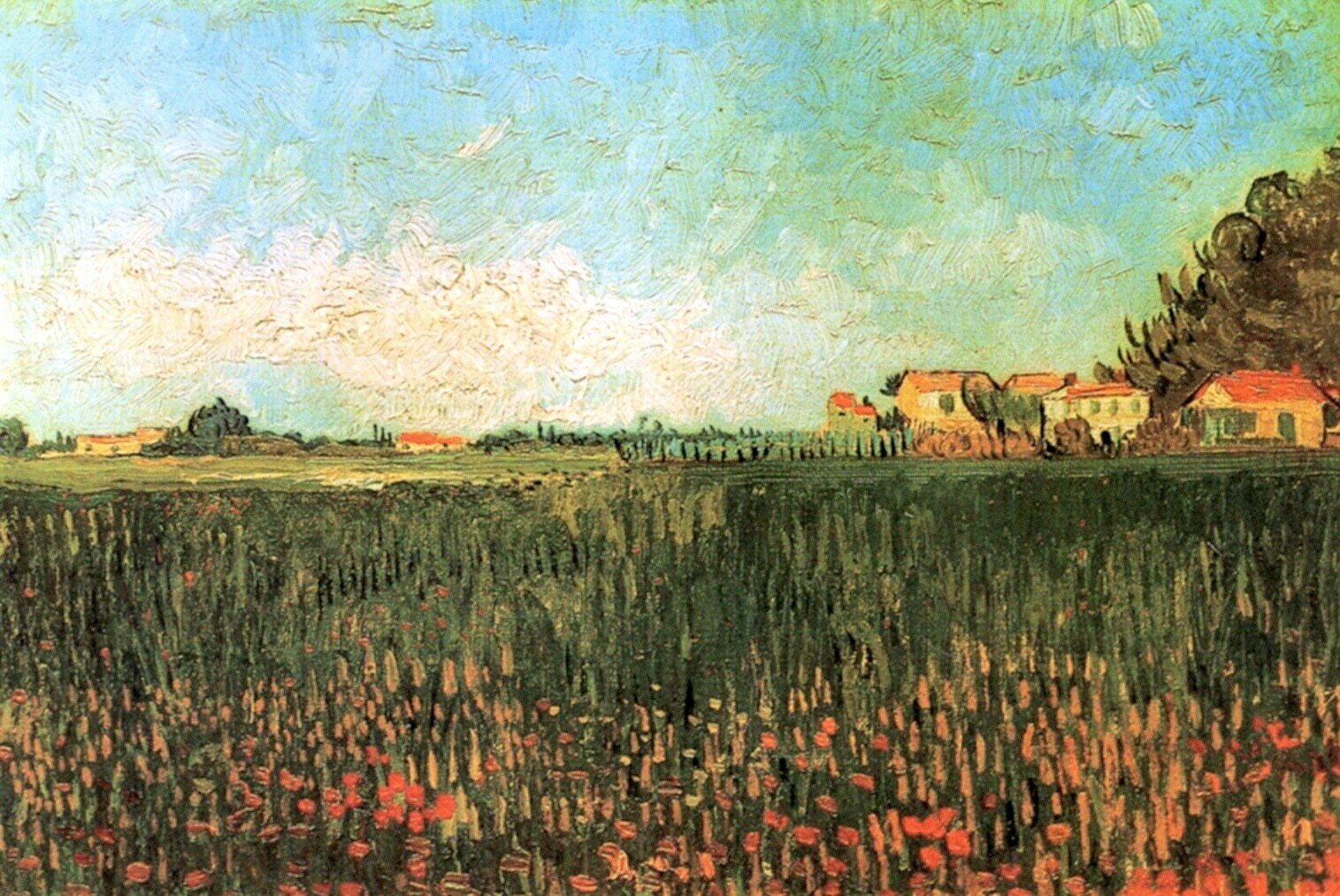 Винсент Ван Гог Фермерские дома на пшеничном поле близ Арля 