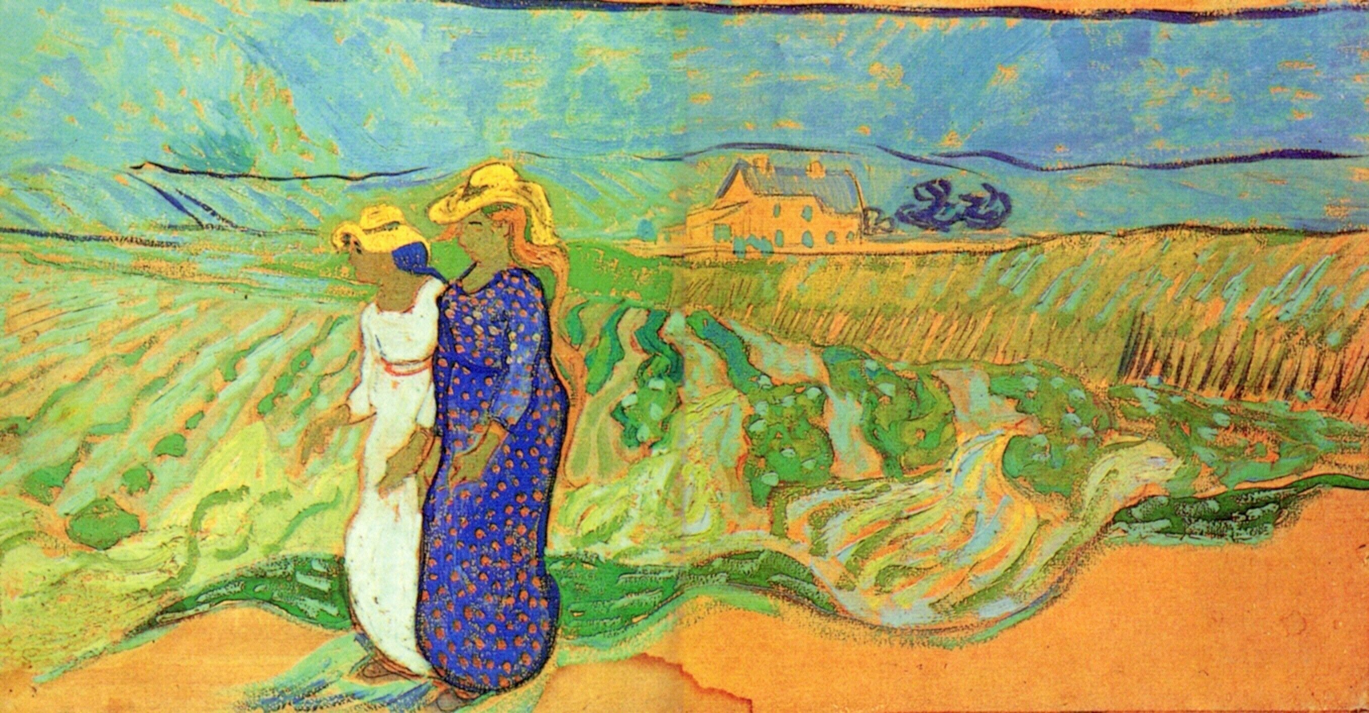  Ван Гог Овер Две женщины идущие в поле