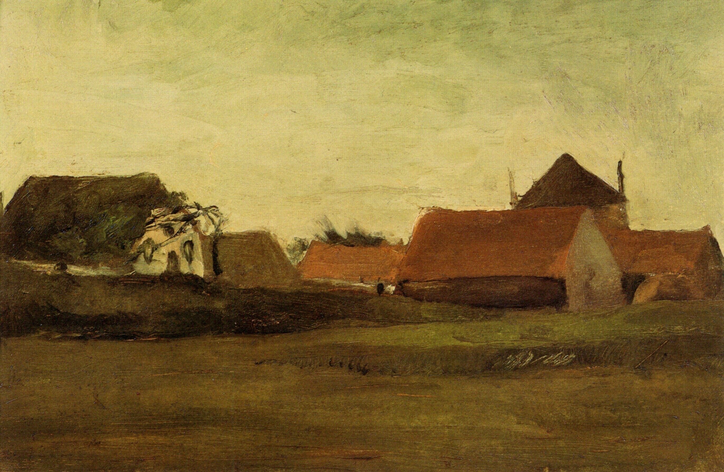  Ван Гог Фермерские домики в сумерках, Лоосдуинен близ Гааги 1883г 